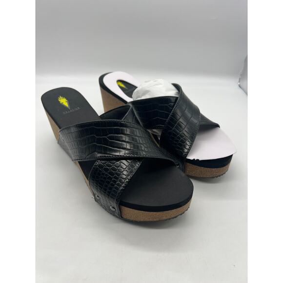 Volatile Shoes - Volatile Riverside‎ Platform Wedge Sandals Y2K Streetwear Black Faux Leather 11